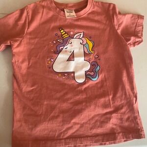 Unordinary Toddler Girls Pink Unicorn 4th Birthday Graphic T-Shirt 5 Y
